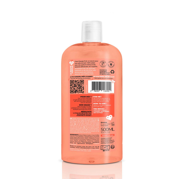 Energie Fruit Gel douche pêche blanche & eau de riz, 500ml | Parashop.com