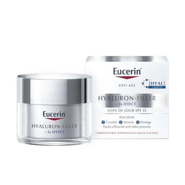 Eucerin HYALURON-FILLER+ 3x Effect Soin de Jour SPF15 Peau Sèche, 50ml | Parashop.com