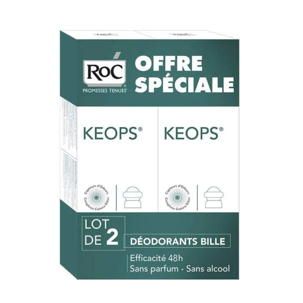 RoC Keops Déodorant Roll On 48h Lot de 2 x 30ml | Parashop.com