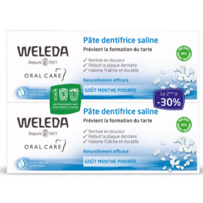 Pâte dentifrice saline, lot 2x75ml Weleda - Parashop