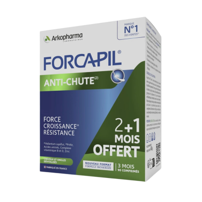 Forcapil® Anti-Chute Pousse Croissance Résistance, 2 Mois + 1 OFFERT