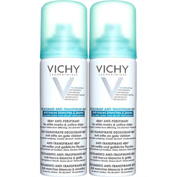 Déodorant anti-trace + anti-transpirant 48h, Lot de 2 Aérosols 125ml Vichy - Parashop
