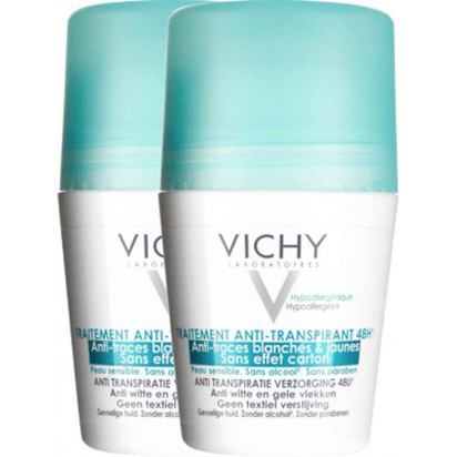Déodorant anti-trace + anti-transpirant 48h, Lot de 2 Roll-on 50ml Vichy - Parashop