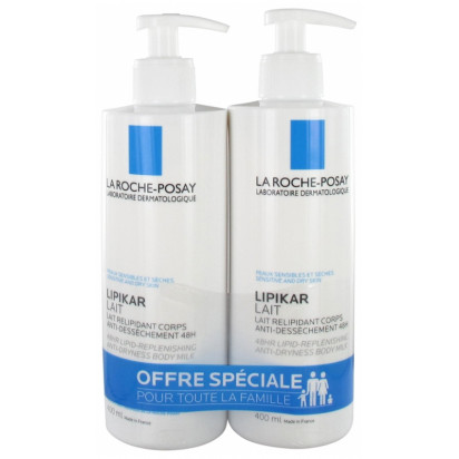 Lait relipidant corps 48h, lot 2x400ml La Roche-Posay - Parashop
