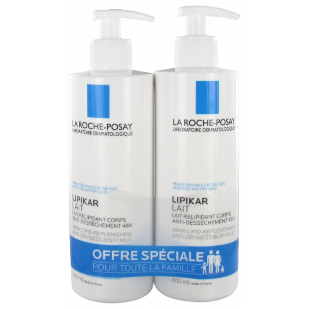 Lait relipidant corps 48h, lot 2x400ml La Roche-Posay - Parashop