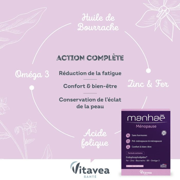 Manhaé, Féminité Et Ménopause Sans Hormones Sans Soja, 30 Caps