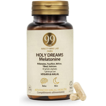 99Lab HOLY DREAMS Mélatonine Halal, 60 gélules | Parashop.com