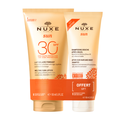 Sun Lait Solaire Fondant Visage Et Corps Spf30 150ml + Shampoing Douche Après-Soleil 100ml OFFERT