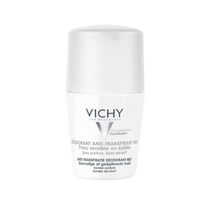 VICHY Déodorant Anti-Transpirant 48H Peaux Sensibles ou Epilées Roll-On, 50ml | Parashop.com