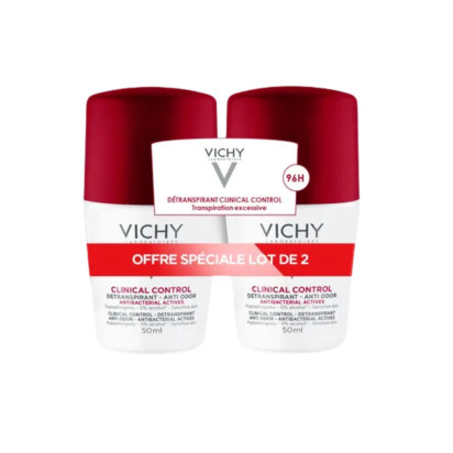 VICHY CLINICAL CONTROL Détranspirant Anti-Odeur 96h Roll-On, Lot 2x50ml | Parashop.com