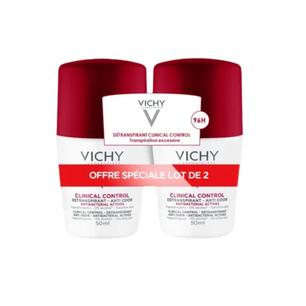 VICHY CLINICAL CONTROL Détranspirant Anti-Odeur 96h Roll-On, Lot 2x50ml | Parashop.com