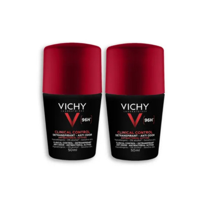 VICHY CLINICAL CONTROL HOMME Détranspirant Anti-Odeur 96h Roll-On, Lot 2x50ml | Parashop.com