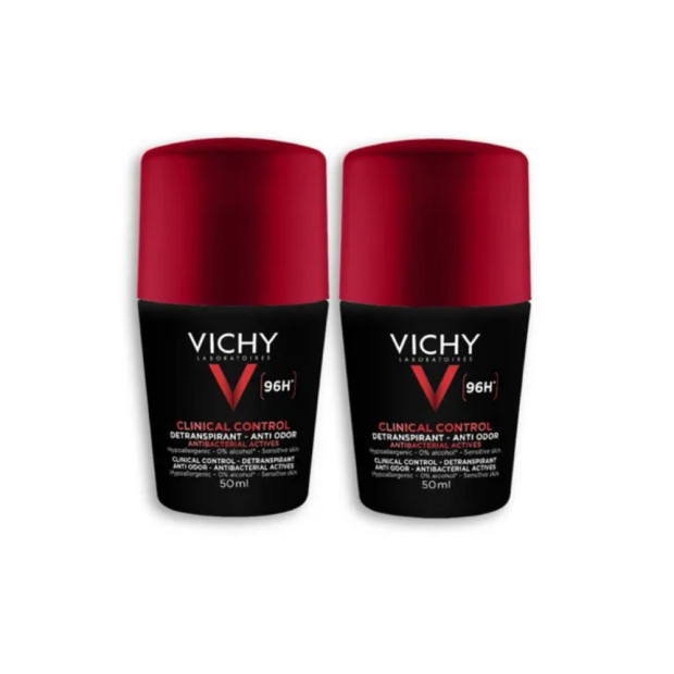 VICHY CLINICAL CONTROL HOMME Détranspirant Anti-Odeur 96h Roll-On, Lot 2x50ml | Parashop.com