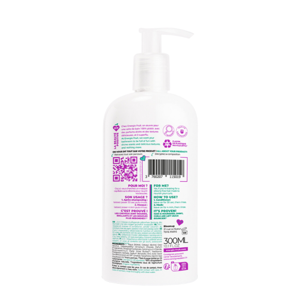 Masque 2-en-1 sans silicone cheveux bouclés coco & beurre de karité bio, 300ml Energie Fruit - Parashop