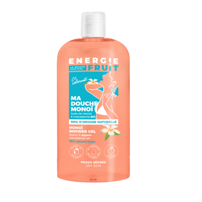 Energie Fruit Gel douche hydratant monoï & huile de macadamia bio 98%, 500ml | Parashop.com