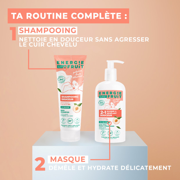 Energie Fruit Shampoing douceur pêche blanche & eau de riz, 250ml | Parashop.com